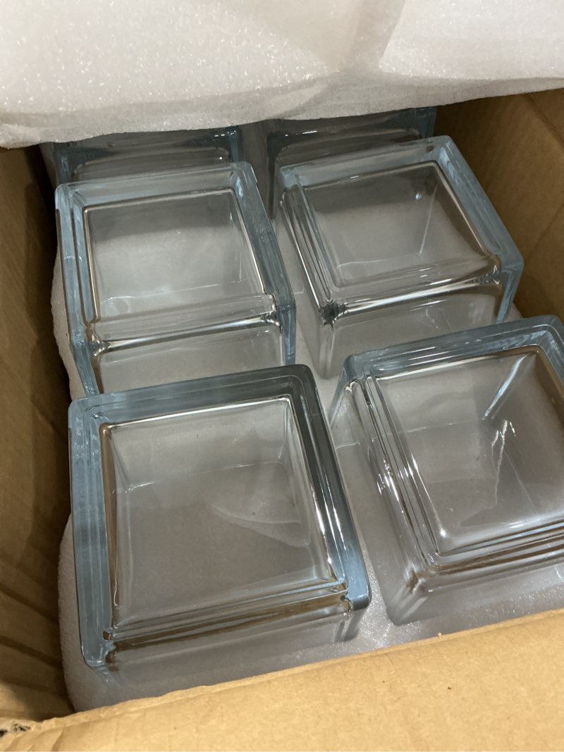 Condition photo showing Good Condition for set of 6 square glass vases for centerpieces – 5in x 5in x 5in clear short flower vase, plant terrariums, or candle holders for wedding centerpieces, office decor, home décor, parties 5in-6pcs clear