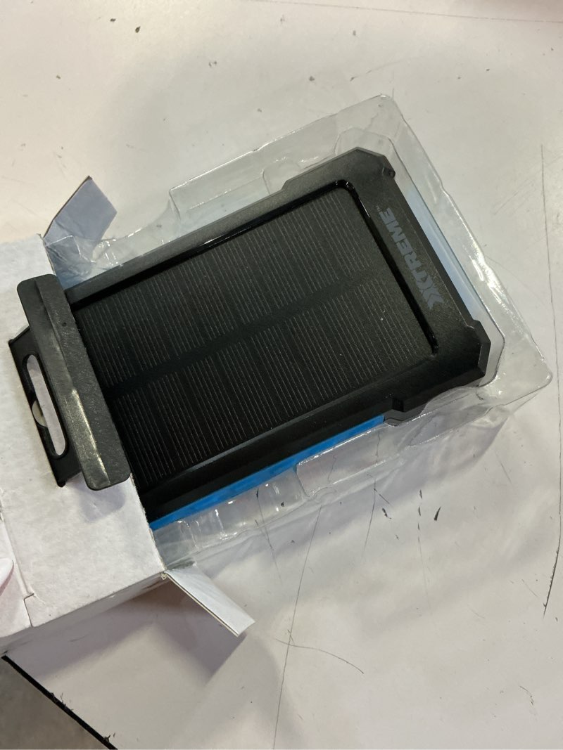 Condition photo showing Good Condition for xtreme power 20,000mah solar power bank, 15w portable charger with usb-c and 2 usb-a ports, ip44 weather-resistant battery pack for travel and emergencies, black