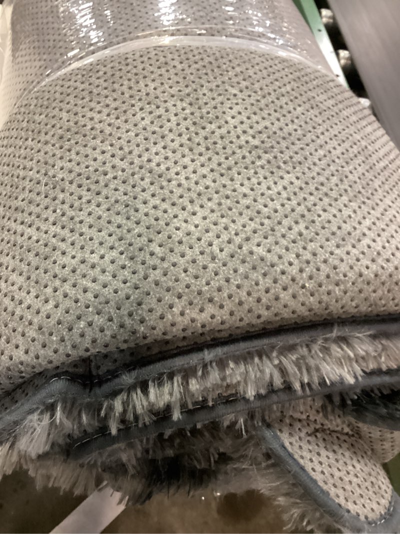 Condition photo showing As Is for Area Rugs for Living Room: 6x9 Abstract Washable Rug Modern Neutral Large Soft Stain Resistant Non-Slip Backing Machine Table for Bedroom Dining Room Indoor Home Office Carpet - Black Grey Black Grey 6' x 9' (Rectangular)