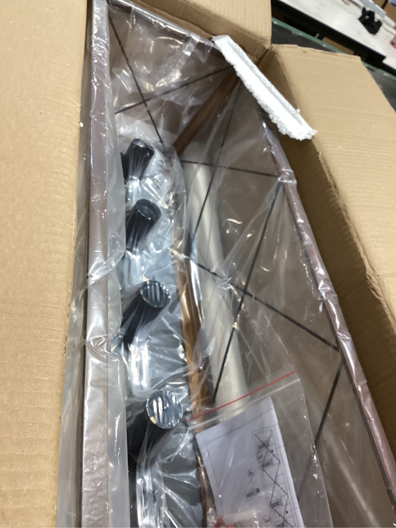 Condition photo showing Good Condition for 31.5" flush mount ceiling light, 5-light industrial vintage chandelier with matte black & brushed bronze finish, large close to ceiling lighting for dining room, kitchen island, living room, hallway 31.5" brushed bronze ceiling light