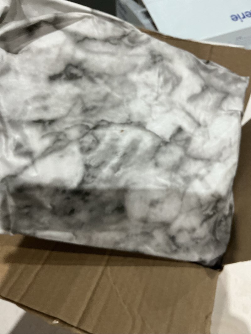 Condition photo showing As Is for pioggia oval vinyl fitted tablecloth with flannel backing elastic table cloth waterproof oil-proof plastic table cover best for up to 42" x 60" marbling 60" x 42" (oval)