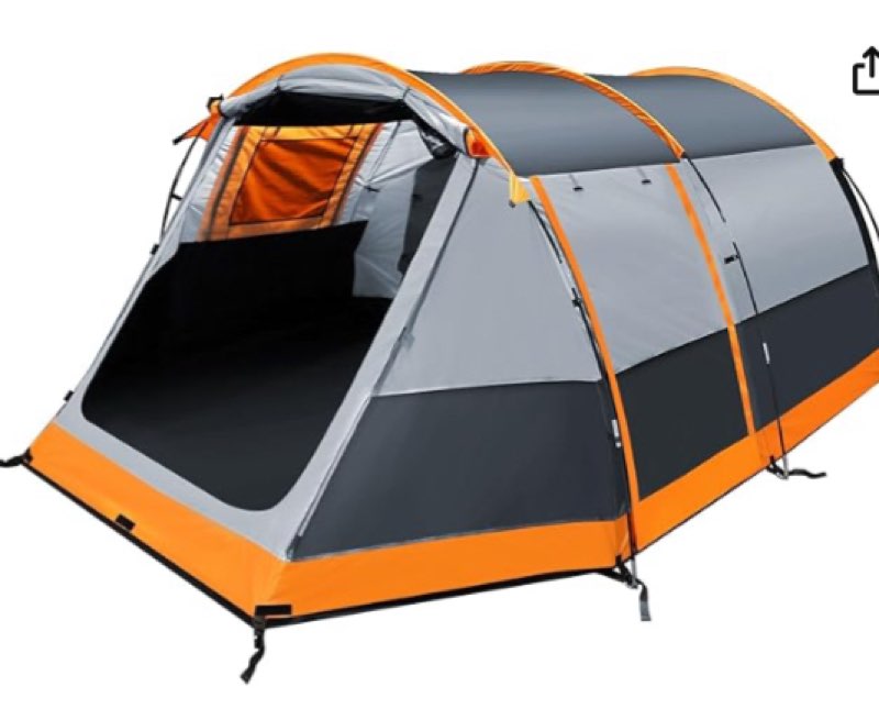 Chihee Camping Tents Tunnel Tent 4 Person Family Tents with 2 Doors Extra Weatherproof Outdoor Shelter 4 Seasons Tents with Double Waterproof Groundsheets Screened Room Porch Carry Bag for Travelling