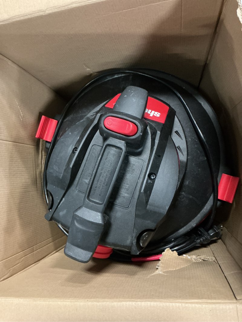 Condition photo showing As Is for shop-vac 12-gallon 6 hp corded wet/dry shop vacuum with accessories included