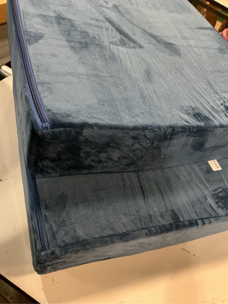 Condition photo showing Good Condition for memorecool square floor pillows for adults kids, 2 sets large meditation cushion with 5" thick foam and washable tufted cover, 22 inch navy seat floor cushions for sitting and yoga 22 inch navy blue 2