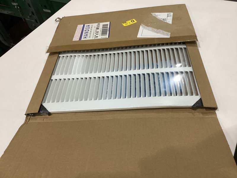 Condition photo showing New/Like New for BENT Fits 16x16 Duct Opening | Steel Return Air Grille by Handua | Vent Cover Grill for Sidewall and Ceiling | White | HVAC Cold Air Intake Grille | Outer Dimensions: 17.75\"W X 17.75\" 1 16\"W x 16\"H [Duct Opening]