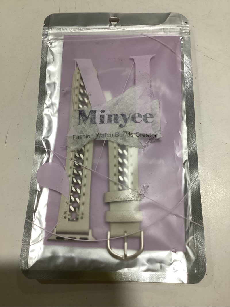 Condition photo showing New/Like New for minyee leather band compatible with apple watch bands 38/40/41/42/44/45/46/49mm women, dressy premium leather strap with stainless steel metal chain for iwatch series 11 10 9 8 7 6 5 4 se/ultra 3 2 1 starlight/starlight 38/40/41/42mm(series 11/10)