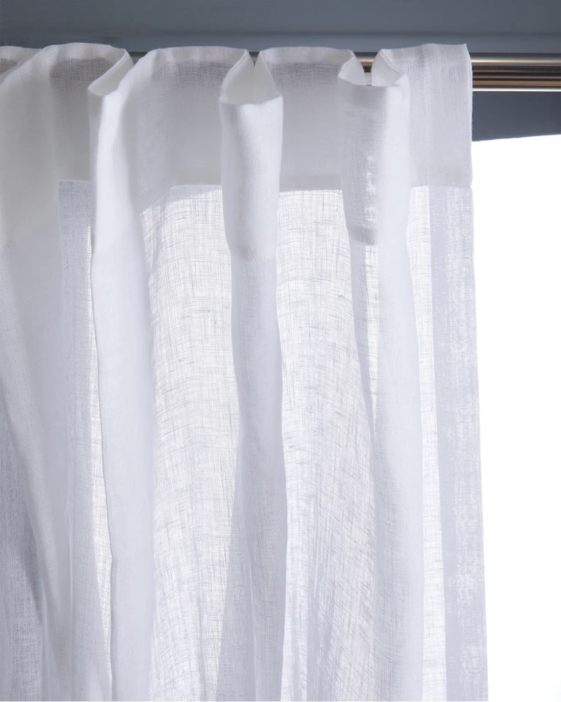 european linen sheer curtain set (set of 2 size: 48x84 color: white