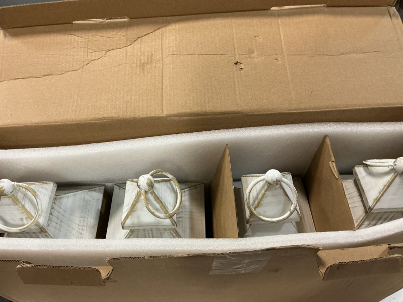 Condition photo showing Good Condition for zkee vintage style decorative lanterns - flame effect led, white, 4 hour timer, indoor/outdoor hanging, set of 4 1