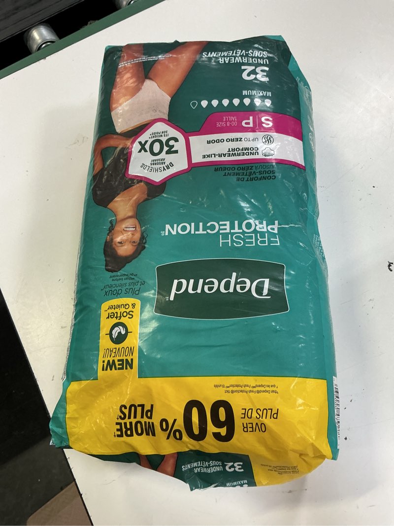 Condition photo showing New/Like New for depend fresh protection adult diapers, incontinence underwear for women, disposable, maximum, small, blush, 32 count, packaging may vary small 32