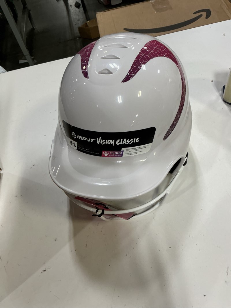 Condition photo showing Good Condition for rip-it | vision classic softball batting helmet 2.0 | pinstripe | lightweight women's sport equipment medium-large pink ombre