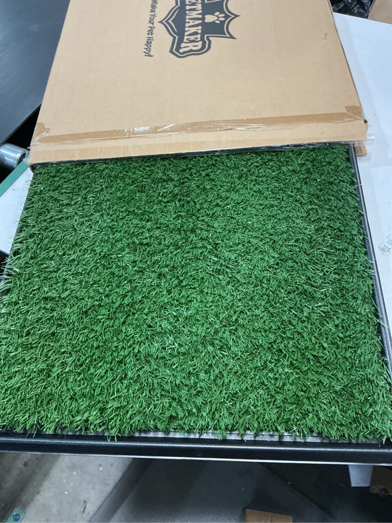 Condition photo showing New/Like New for artificial grass puppy pee pad for dogs and small pets - 20x25 inch, reusable 3-layer turf pads for dogs with tray - indoor and outdoor fake grass potty pet supplies by petmaker medium 3-layer system