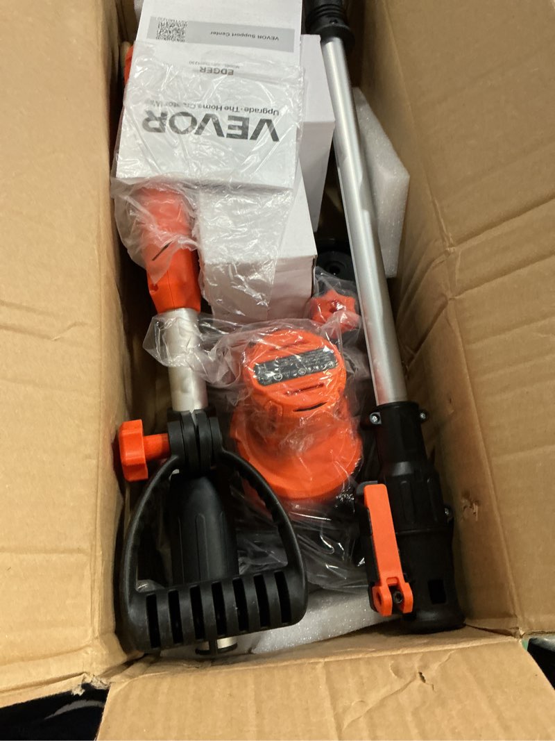 Condition photo showing New/Like New for vevor lawn edger, 8.8 inch blade, 20v battery powered cordless edger lawn tool, with 3-position blade depth, 4000 mah battery and charger included, for lawns, driveways, yards, and sidewalk edges 57.48 x 7.09 x 12.80 in