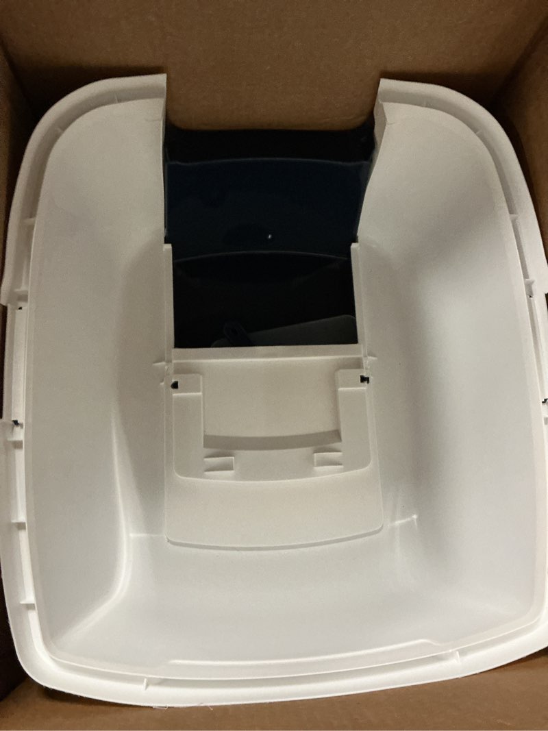 Condition photo showing Good Condition for iris usa cat litter box large with front door flap, covered enclosed litter box enclosure with scoop, handle & buckles for portability & privacy, hidden litter pan, navy jumbo enclosed navy