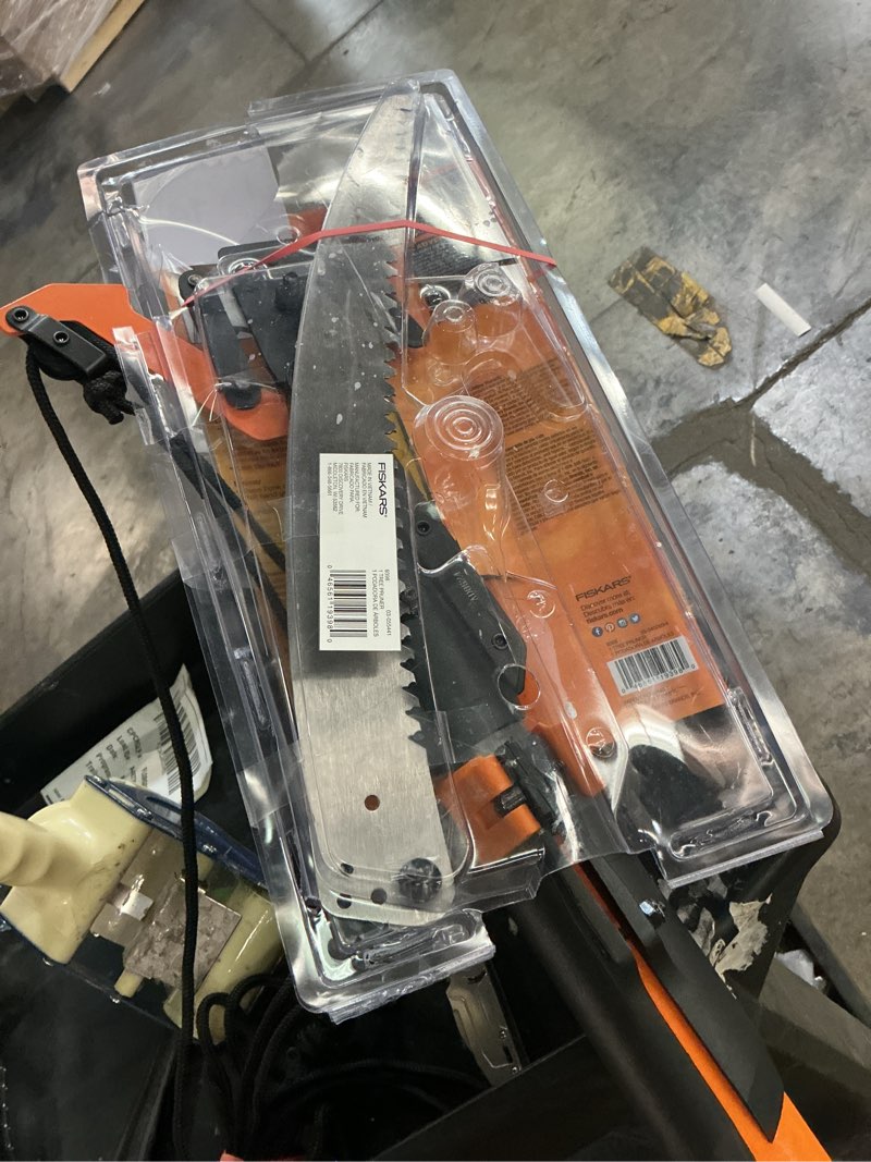 Condition photo showing As Is for fiskars power-lever steel curved extendable tree pruner