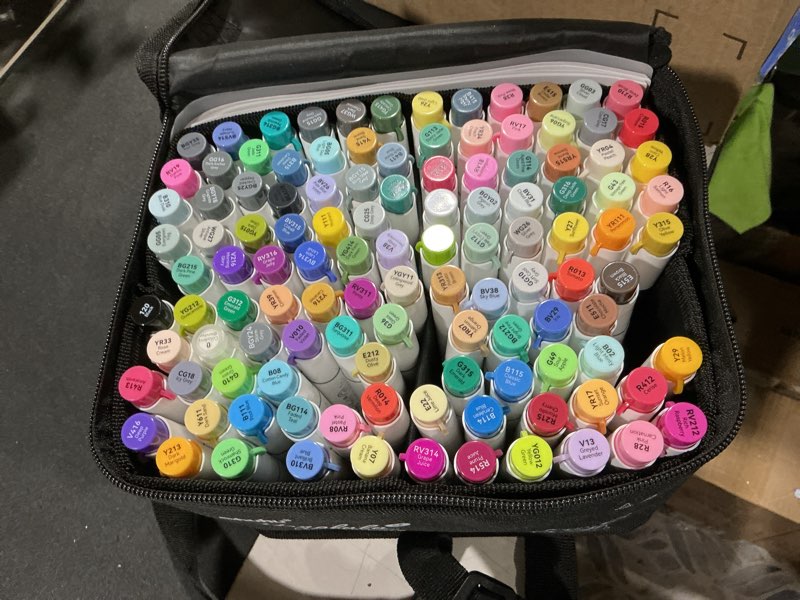 Condition photo showing As Is for ohuhu alcohol markers brush tip -double tipped art marker set for artist adults coloring illustration - 120 colors- brush & chisel dual tips- honolulu 2 of ohuhu markers- refillable alcohol-based ink