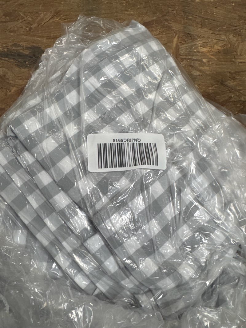 classic organic percale gingham fitted sheet set, cal king, blue fog