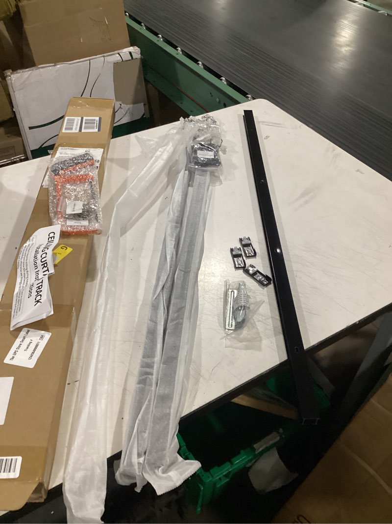 Condition photo showing Good Condition for felidesign curtain track, ceiling curtain track for room divider, ceiling mount rail set with roller hooks, black, 6ft - 9ft black 6ft - 9ft