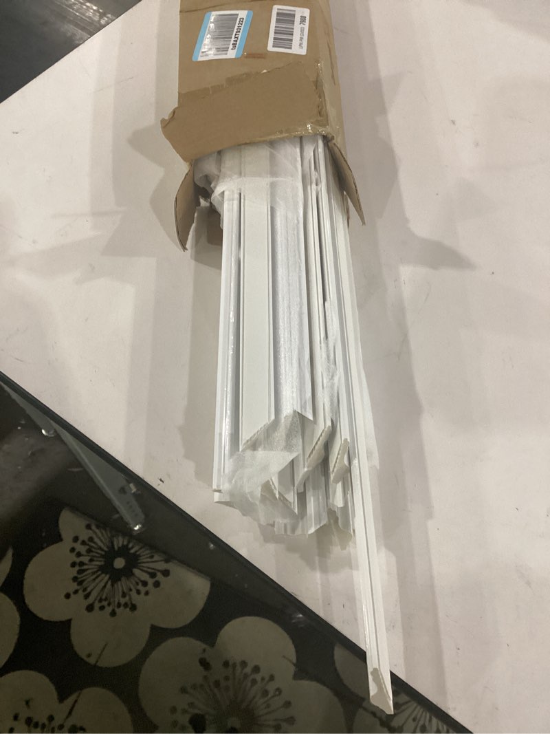 Condition photo showing As Is for missing parts***** colingmill 3 sets pre-cut wall peel and stick trim molding wall wainscoting panels 3d self adhesive baseboard molding trim for interior decoration living room bedroom accent (54 x 24 x 0.98 in,white) 54 x 24 x 0.98 in white 3