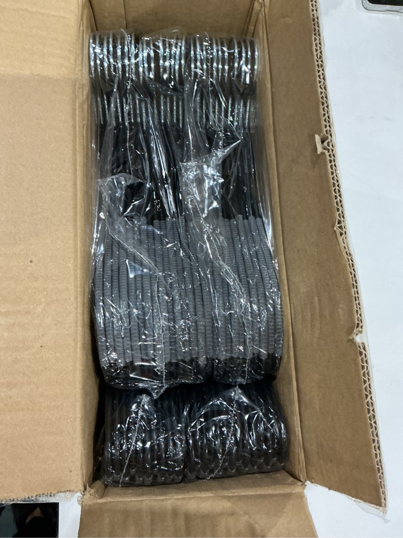 Condition photo showing Good Condition for heavy duty plastic hangers 50 pack with non-slip design,0.2 inches thick,360°swivel hook space saving organizer for bedroom closet,shirts,pants,strong enough for coat(black- s shaped)