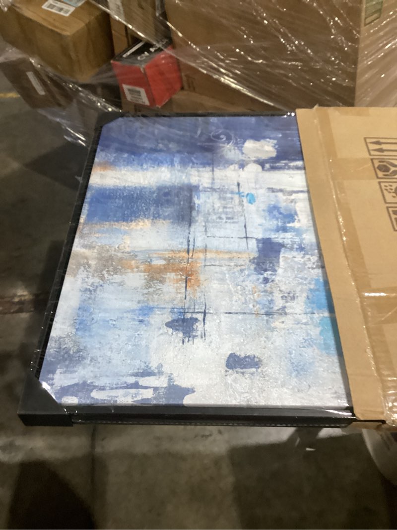 Condition photo showing New/Like New for klakla blue abstract canvas wall art - black frame artwork picture living room wall decor modern paintings large wall art for bedroom home decoration