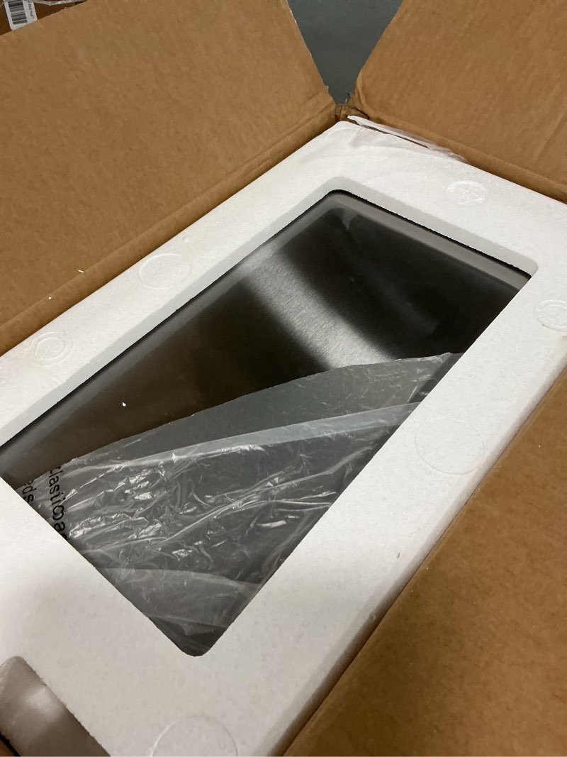 Condition photo showing Good Condition for Home Zone Living 12 Gallon Slim Kitchen Trash Can with Soft Close Lid, Step Pedal, Bag Tuck Band, and Removable Liner, Stainless Steel, Silver