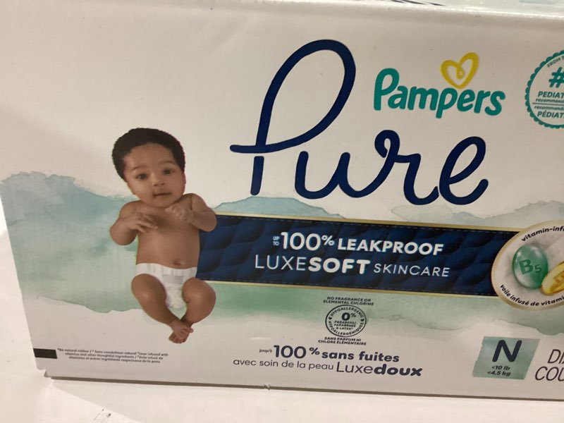 Condition photo showing New/Like New for Pampers Pure Protection Baby Diapers, Size 0 (>10 lbs), 76 Count, Up to 100% Leakproof, Premium Plant-Based Skin Protection, Hypoallergenic Soft Diapers Newborn 76