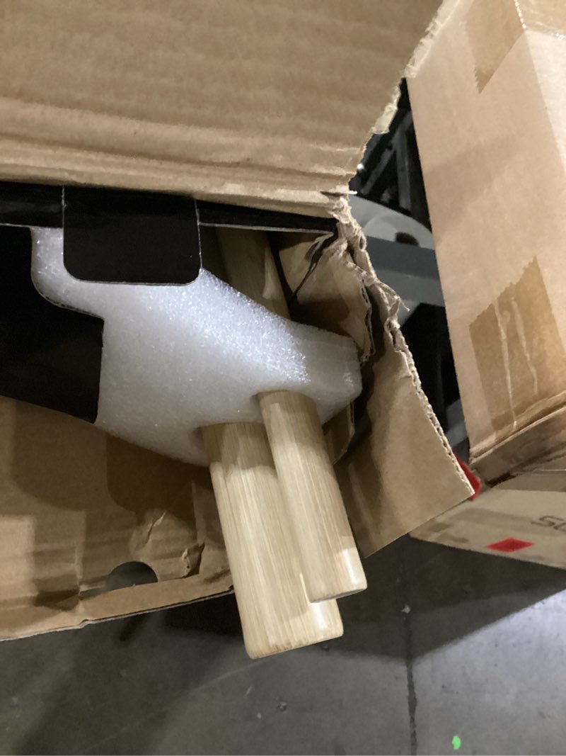 Condition photo showing New/Like New for 1-1/8 inch diameter light wood curtain rods with cap finial, 36-72'' telescoping faux wood design double curtain rods for window width 24-68 inch, 1 pack light wood 36-72''