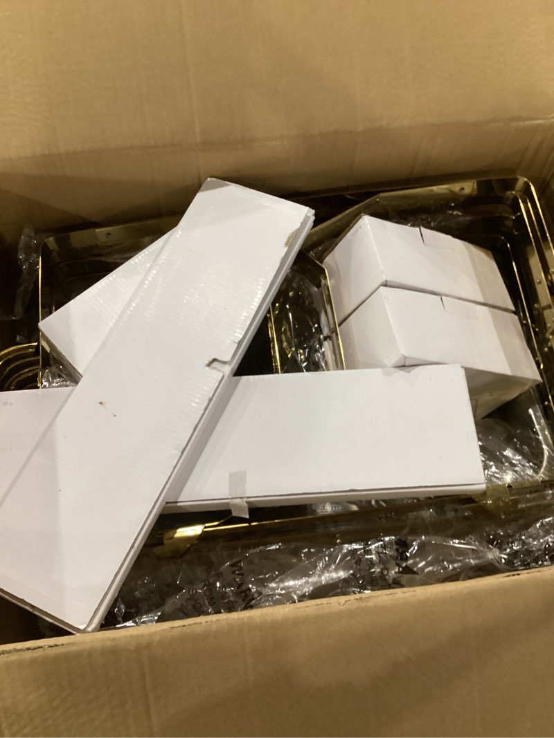 Condition photo showing Good Condition for amhier chafing dishes for buffet, 9qt, 4 pack, gold | multiple food pans combo, foldable frame, sturdy and high grade, roll-edge, stainless steel, for parties, weddings, festival