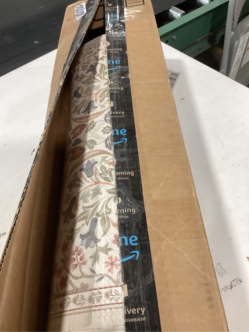 Condition photo showing Good Condition for collive anti fatigue mats for kitchen floor, waterproof non skid kitchen rugs sets of 2 beige vintage floral rug, foam comfort standing mat for office, sink, laundry beige 20"x47"+20"x32"