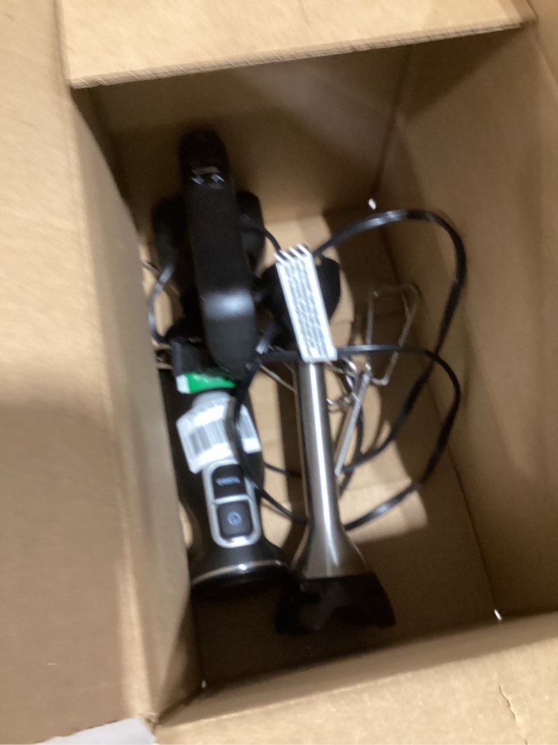 Condition photo showing Good Condition for Ninja Hand Mixer, Immersion Blender, Foodi Power Mixer System, 750-Peak-Watt Handheld Emulsion Blender & Electric Hand Mixer Combo With Whisk, Beaters & 3-Cup Blending Vessel,120 volts, Black CI101