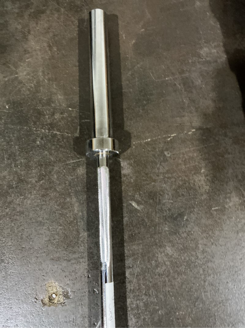 Condition photo showing As Is for 6ft barbell bar, compatible with 2-inch weight plates