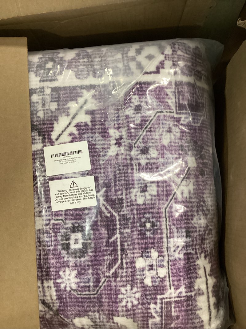 Condition photo showing New/Like New for oppodream vintage purple area rugs 8x10, 8 x 10 retro washable rug non slip, low-pile faux wool carpet, distressed floor mat for living room, bedroom, office, dorm, dinning room, big & large purple rectangular 8' x 10' (rectangular)