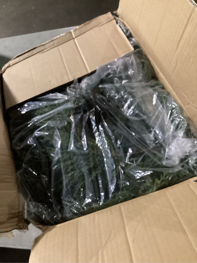 Condition photo showing New/Like New for Christmas Cedar Garland Realistic with Lights - 2 Pack Cypress Decorations 9ft for Mantle Lighted Faux Pine Garlands for Xmas Home Decoration Indoor Stairs Railing Fireplace Outdoor Prelit Door Decor 8.5Ft 2