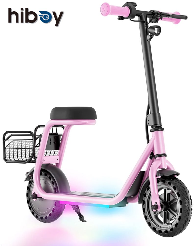 Hiboy Kids Electric Scooter Ages 4-10 Neon Lights 3-Speed 9.3mph 5-Mile Safe Fun