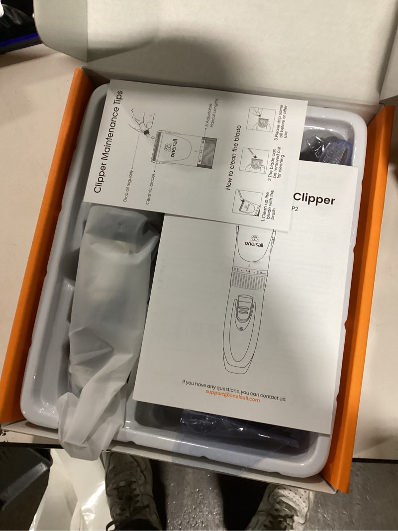 Condition photo showing New/Like New for oneisall Dog Clipper Low Noise, Dog Grooming Kit with Rechargeable, Pet Shaver Cordless Electric Quiet Hair Clipper Set for Dogs Cats Pets?Gold?