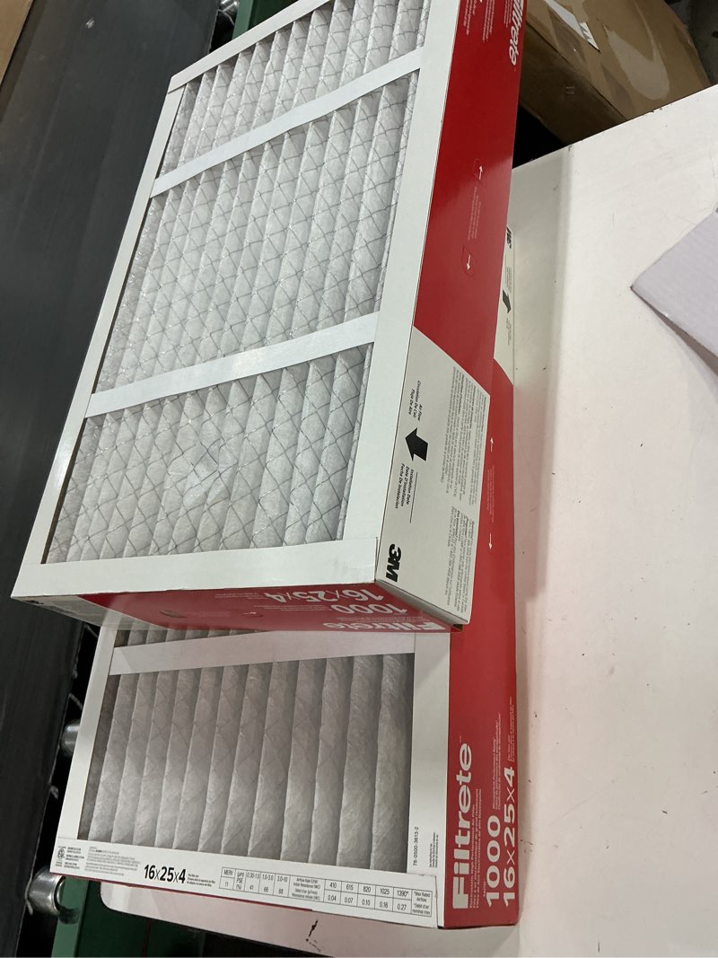 Condition photo showing Good Condition for filtrete 16x25x4 air filter merv 11, mpr 1000 micro allergen defense 2-pack, fits lennox & honeywell, ac furnace hvac filters for home, pleated electrostatic (actual size 15.88x24.56x4.31 in)
