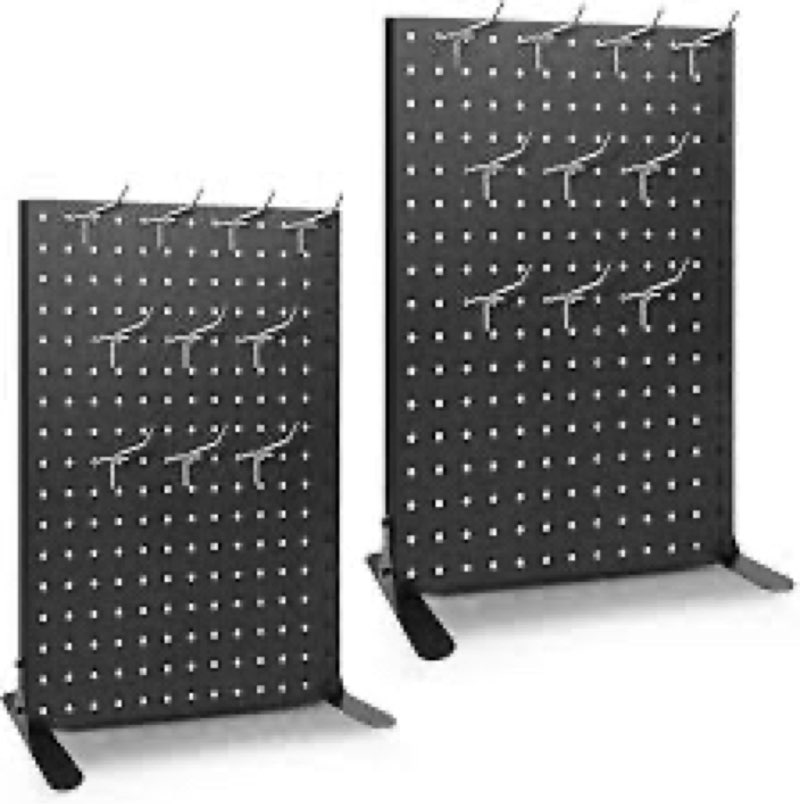 Uppcasir 2PCS Pegboard Display Stand With 20 Hooks for Craft Shows, Metal Jewelry and Key Ring Retai