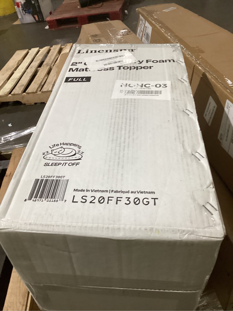 Condition photo showing As Is for linenspa memory foam mattress topper, full size - 2 inch gel infused memory foam - plush feel - cooling and pressure relieving - certipur certified full 2 inch classic gel