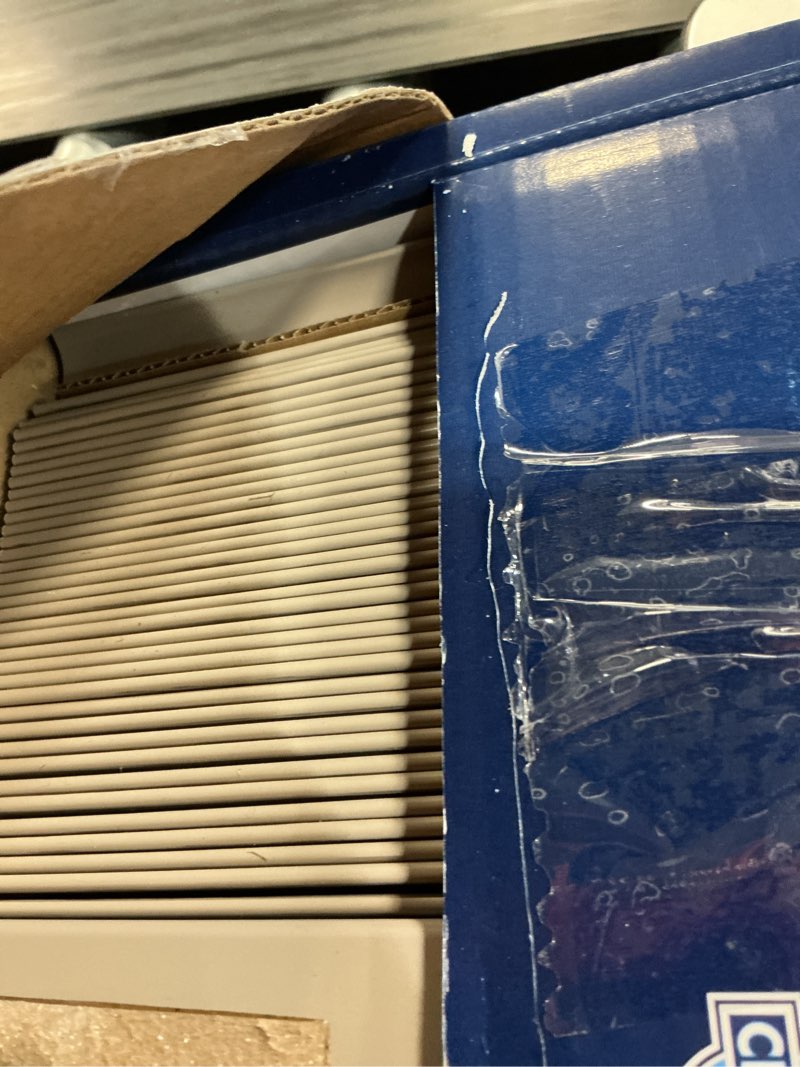 Condition photo showing As Is for levolor trim+go 2-in slat width 35-in x 64-in cordless greige faux wood room darkening horizontal blinds