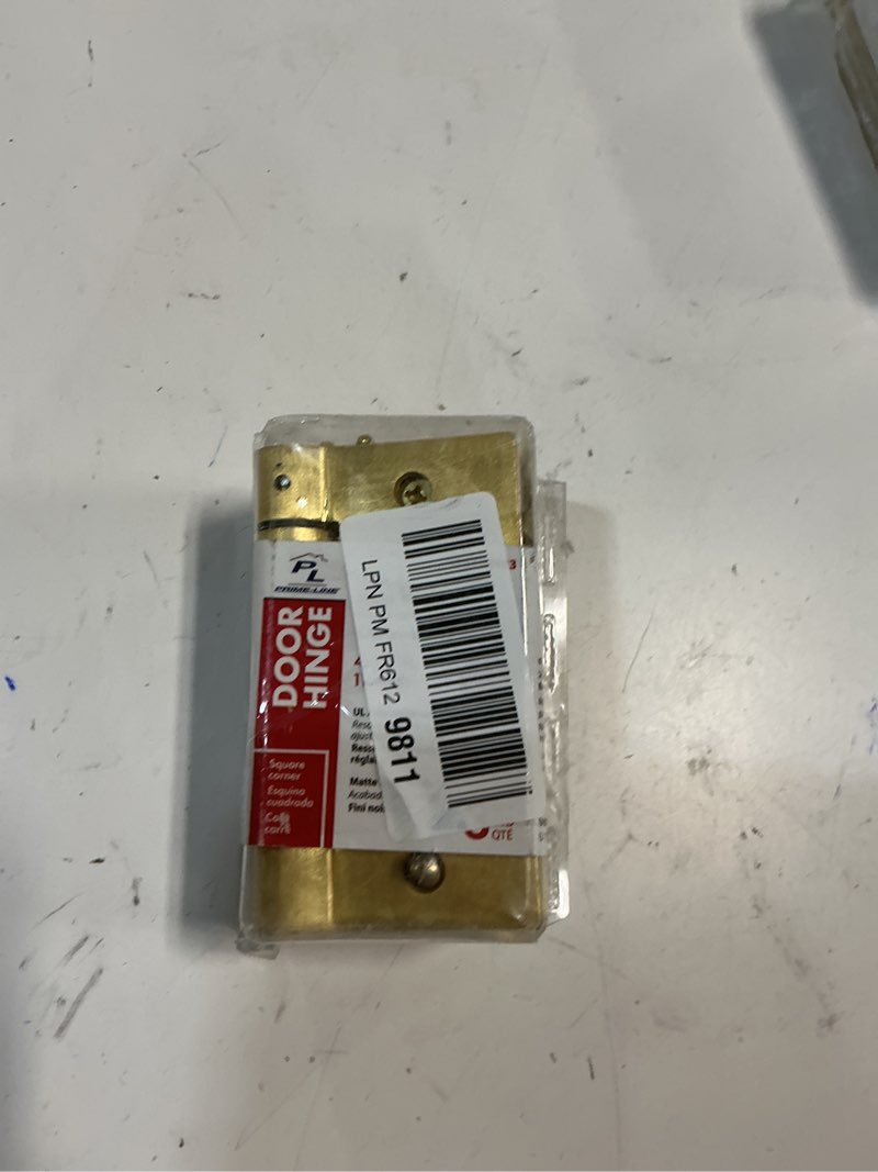 Condition photo showing New/Like New for Prime-Line U 1158463 Door Hinge Commercial UL Adjustable Self-Closing Spring Hinge, 4-1/2 In. x 4-1/2 In. with Square Corners, 4 Holes per Leaf with Screws, Satin Brass Finish, .134 In. Gauge (3 Pack)