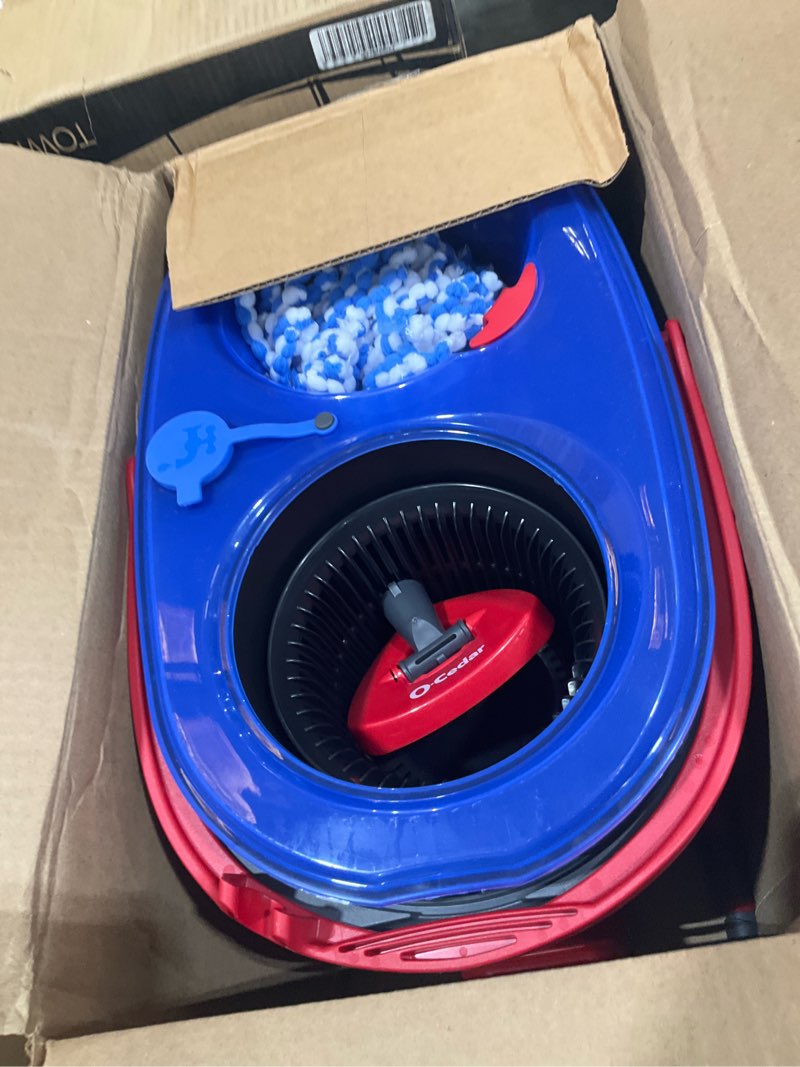 Condition photo showing As Is for o-cedar rinseclean spin mop & bucket system | clean with clean water | removes 99% of bacteria