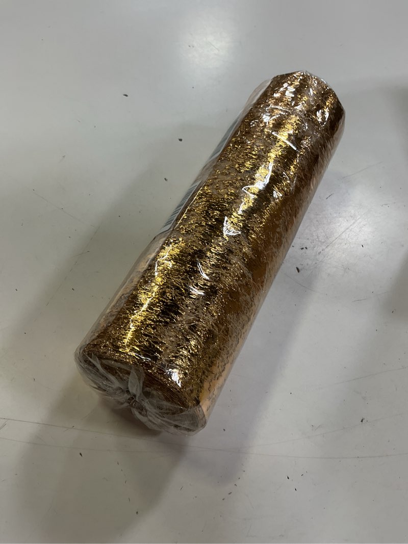 Condition photo showing New/Like New for snowkingdom glitter metallic gold table runner 11 inch x 100 feet thin mesh sparkle runner roll table decorations for wedding bridal shower, baby shower, christmas, birthday party gold 100ft