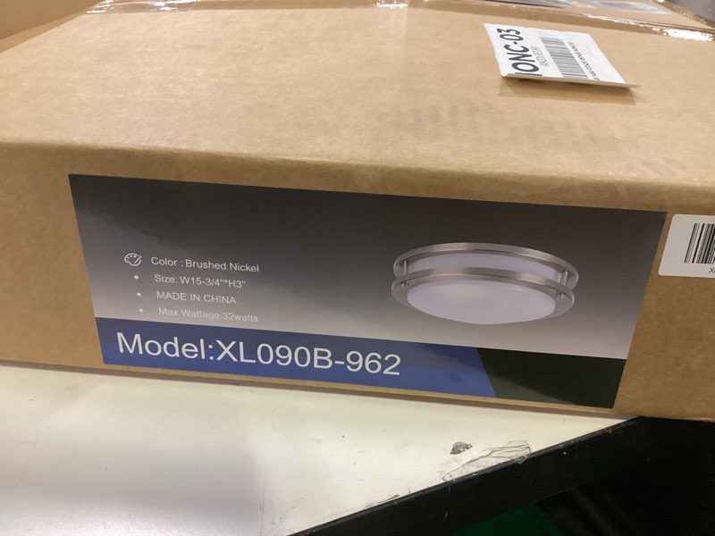 Condition photo showing New/Like New for Kalium LED Ceiling Light with Remote 16 Inch Flush Mount Ceiling Light Fixture, 32W 3000K-6000K Adjustable Color Temperature, Dimmable Lighting Fixtures for Kitchen Bedroom Hardwired Installation 1Pack Brushed Nickel 16inch