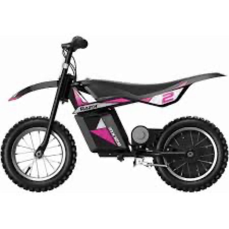 razor dirt rocket mx125 electric-powered dirt bike - black with decal included, for child 5+