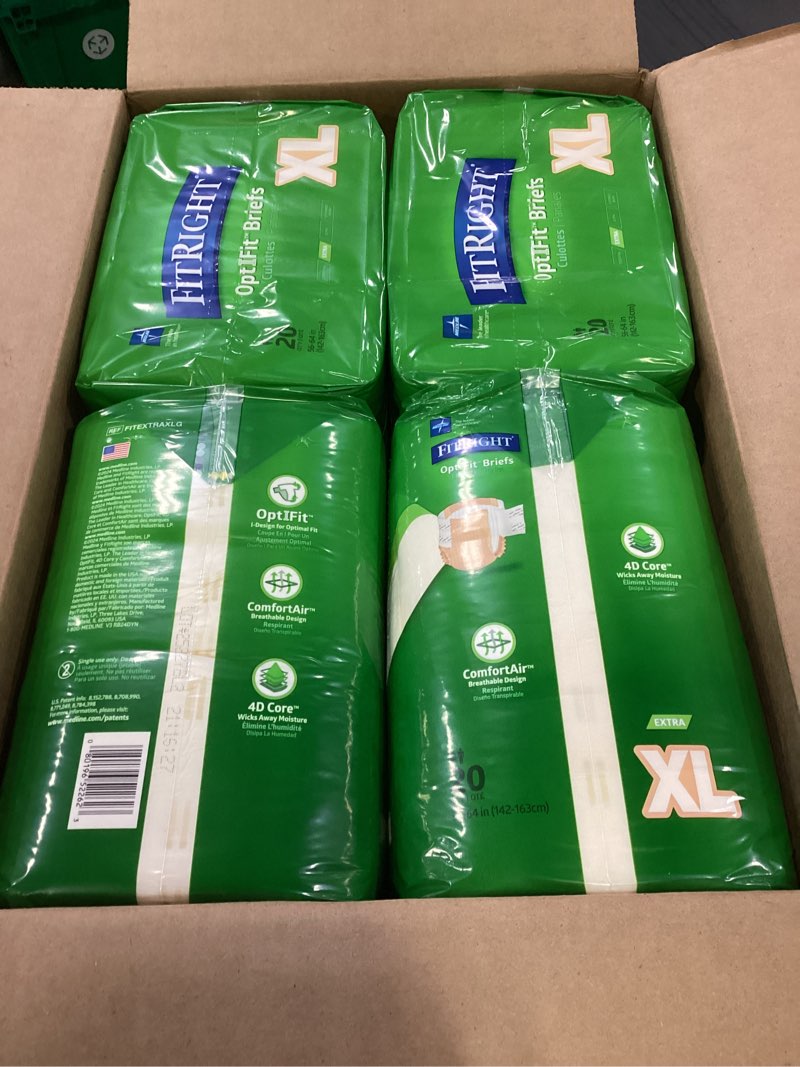 Condition photo showing New/Like New for FitRight Adult Diapers, Extra Heavy Absorbency, XL (Waist Size 56in-64in), 80 Count, OptiFit Incontinence Briefs for Men and Women, Disposable, Moisture Wicking, Leak Protection, 80 Count X-Large
