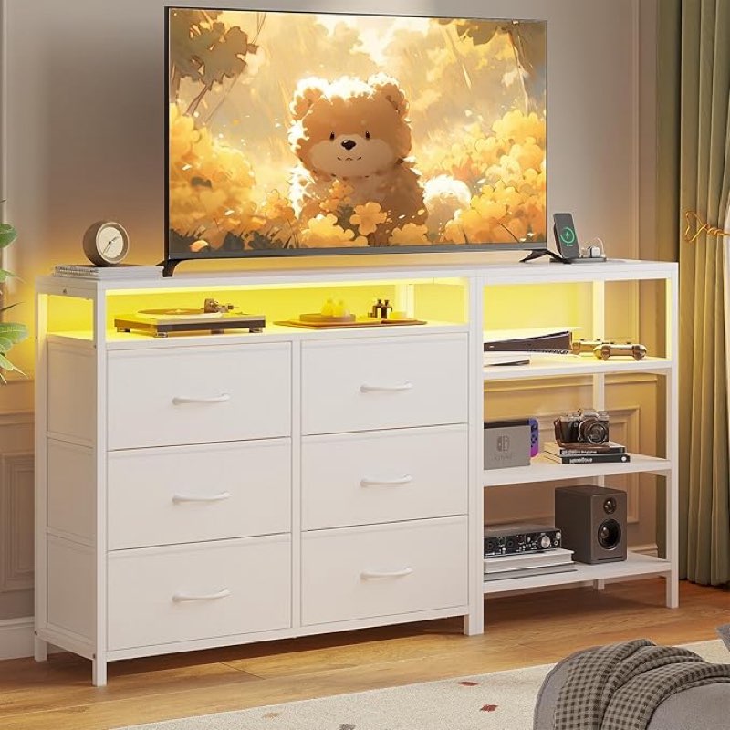 TV Stand for 60 Inch TV,Entertaiment Center with LED Lights 