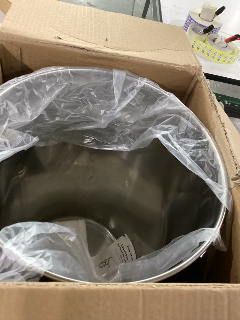 Condition photo showing Good Condition for 35 lbs stainless steel dog food storage container with airtight wooden lid & ceramic bone handle, large metal dog food bin, pet treat jars for dogs & cats, keep fresh, easy to clean 35 lbs - 1pk