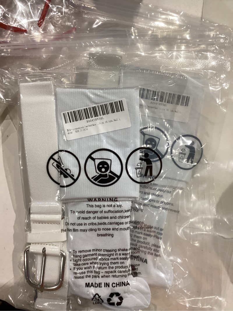 Condition photo showing New/Like New for Teen Youth Baseball Socks Boys Teens Softball Socks and Belt Set for Baseball,Soccer.(1 Sock with 1 Belt). Small White