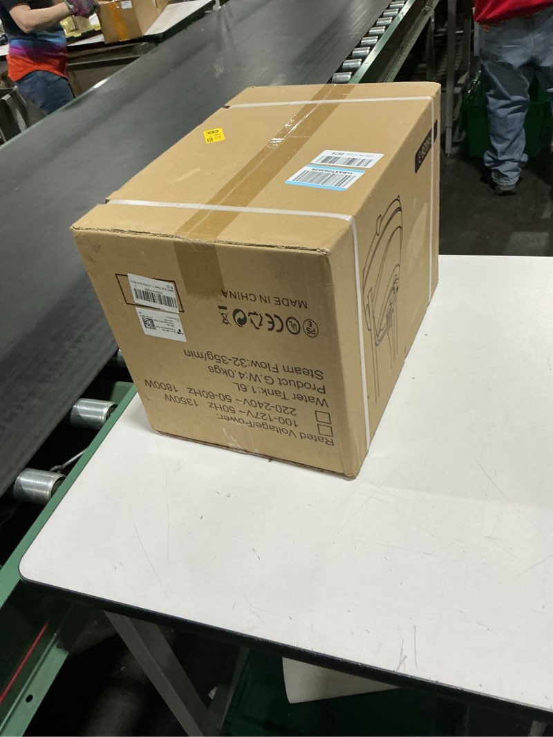 Condition photo showing New/Like New for Upright Steamer for Clothes 1350W Turbo Boiler Standing Garment Steamer 1.6L Water Tank 1h Continuous Steam Flat&Hanging Ironing Double Retractable Rod 10 Modes 30s Fast Preheat for all Fabrics 1 BLUE