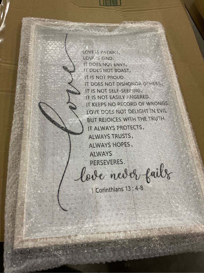 love is patient love is kind framed wall art, 16''×24'' positive narrow religious christian saying s